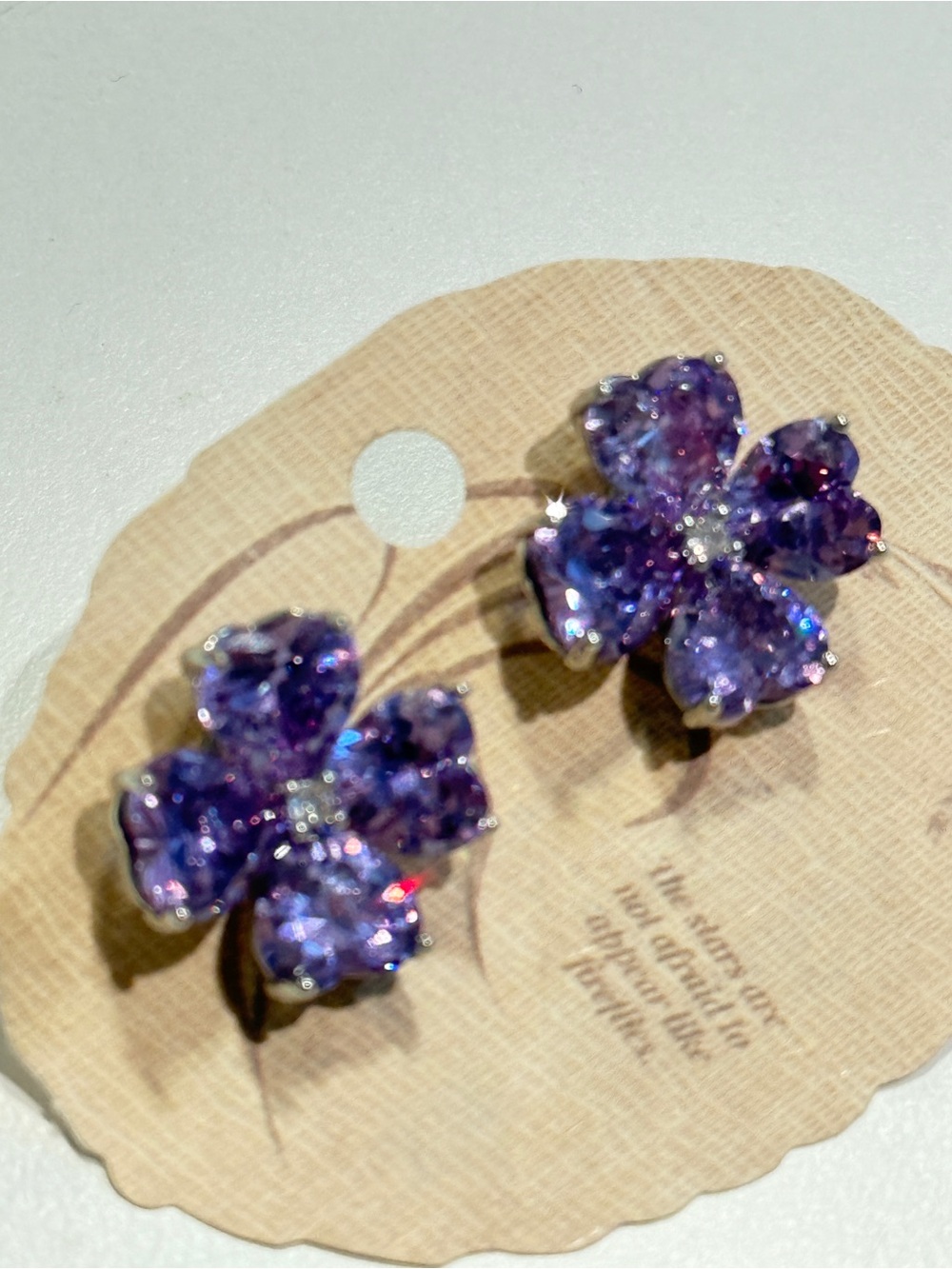 Purple Flower Crystal Earrings - Women's Jewelry